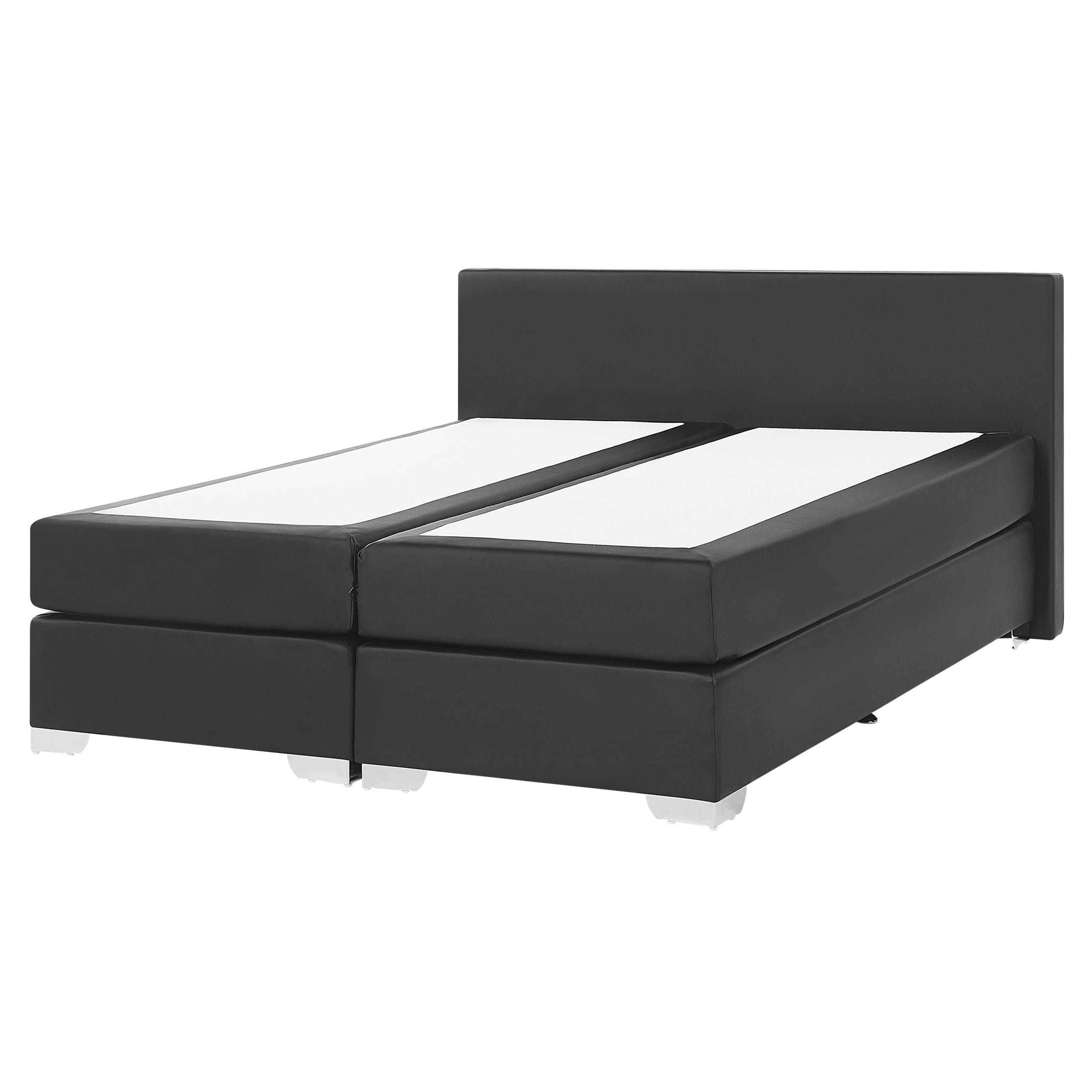 Lit boxspring en cuir PU noir 160x200 cm PRESIDENT | Leroy Merlin