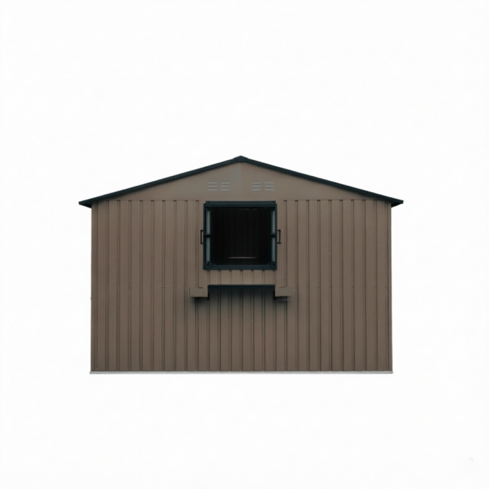 Abri Jardin 10,21 m² – Acier Galvanisé, 3 Fenêtres, Portes Doubles, Imperméable – Marron/Noir - 8