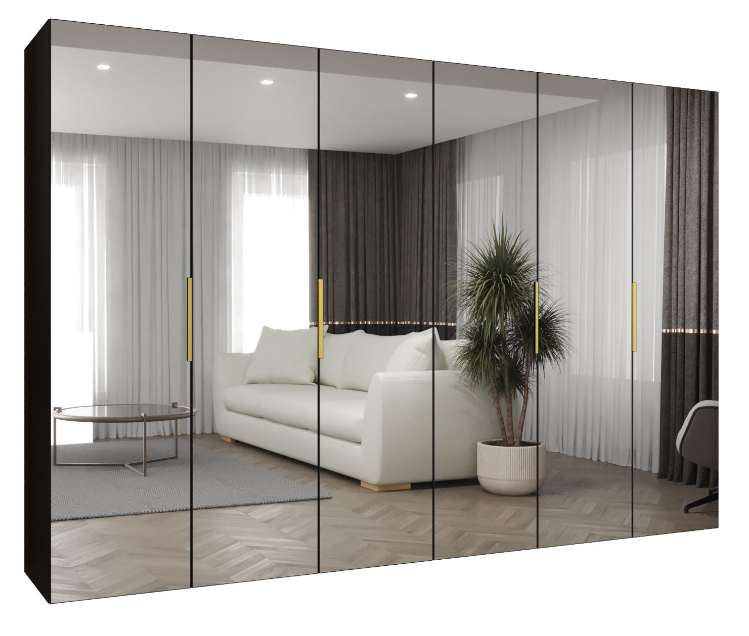 Szafa uchylna otwierana Marbella 3 300 x 52 x 202 cm czarny + u. złoty Abiks Meble