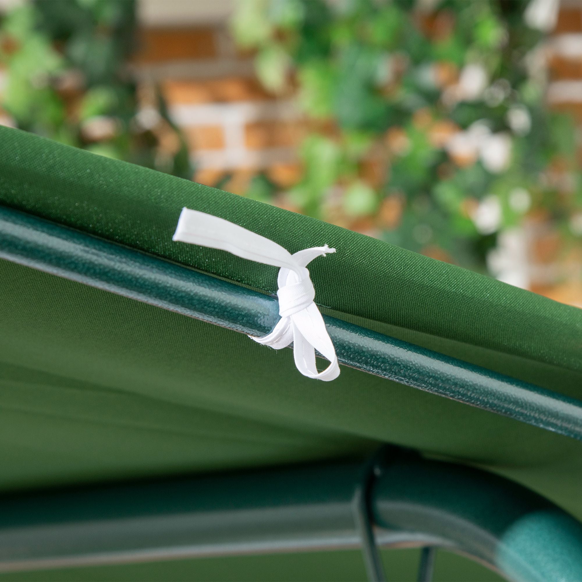 Baloiço Exterior Outsunny Verde e Branco Poliéster, tecido Teslin (100% Poliéster) e Metal 172x110x153cm - 4