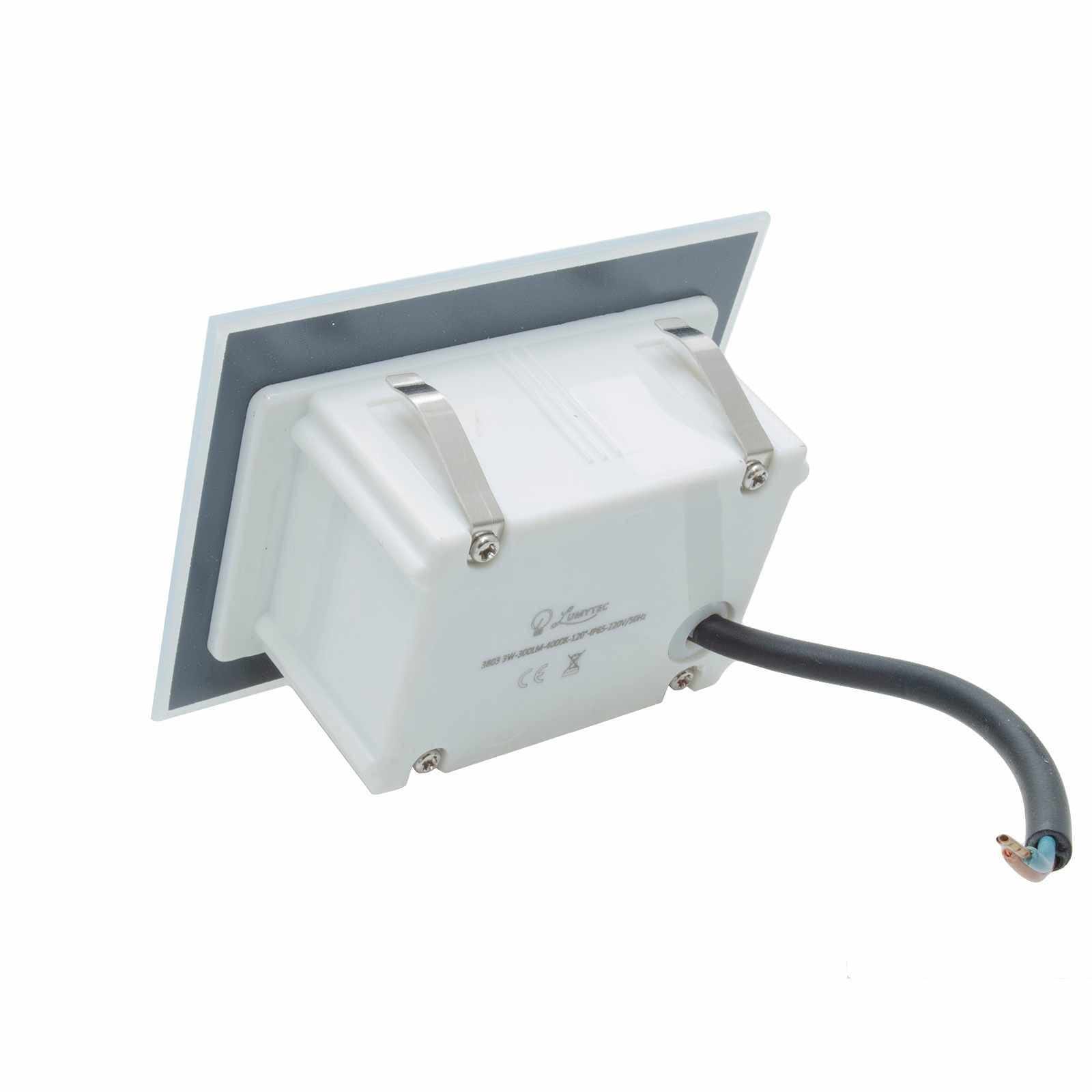 Faretto LED 3W segnapassi vetro IP65 incasso muro scatola 503 luce balcone viale giardino scale gradini 230V 3000K - 4