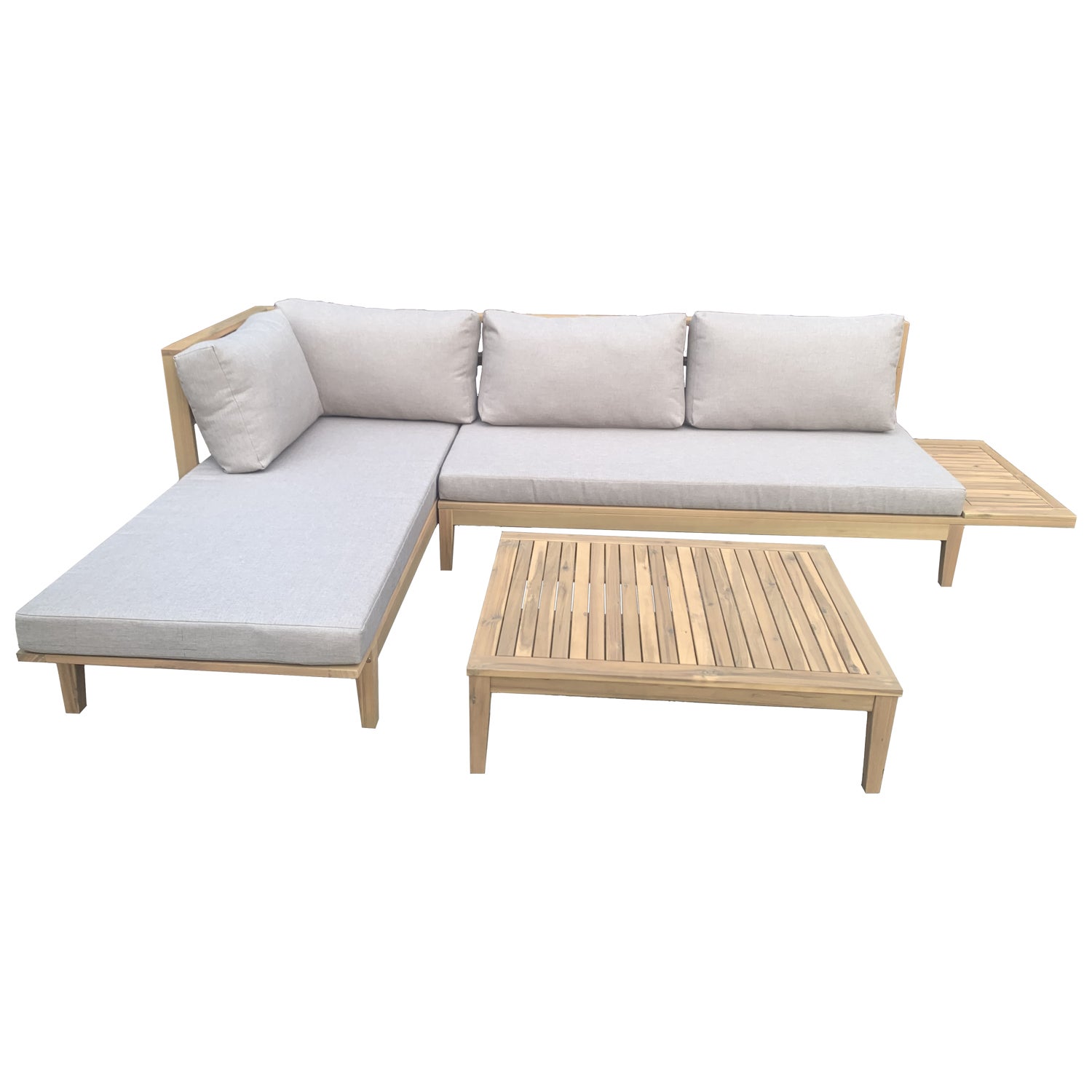 Akacjowy 4-osobowy zestaw mebli ogrodowych PANGKOR - piaskowe poduszki - 2