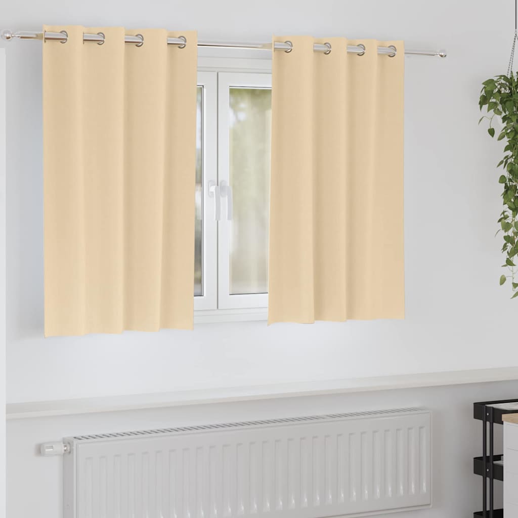 Firany blackout z kółkami 2 pcs Kremowy 140 x 140 cm Poliester vidaXL