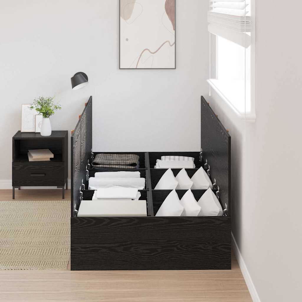 Cadre de lit avec rangement et porte chêne noir 90 x 190 cm - 3