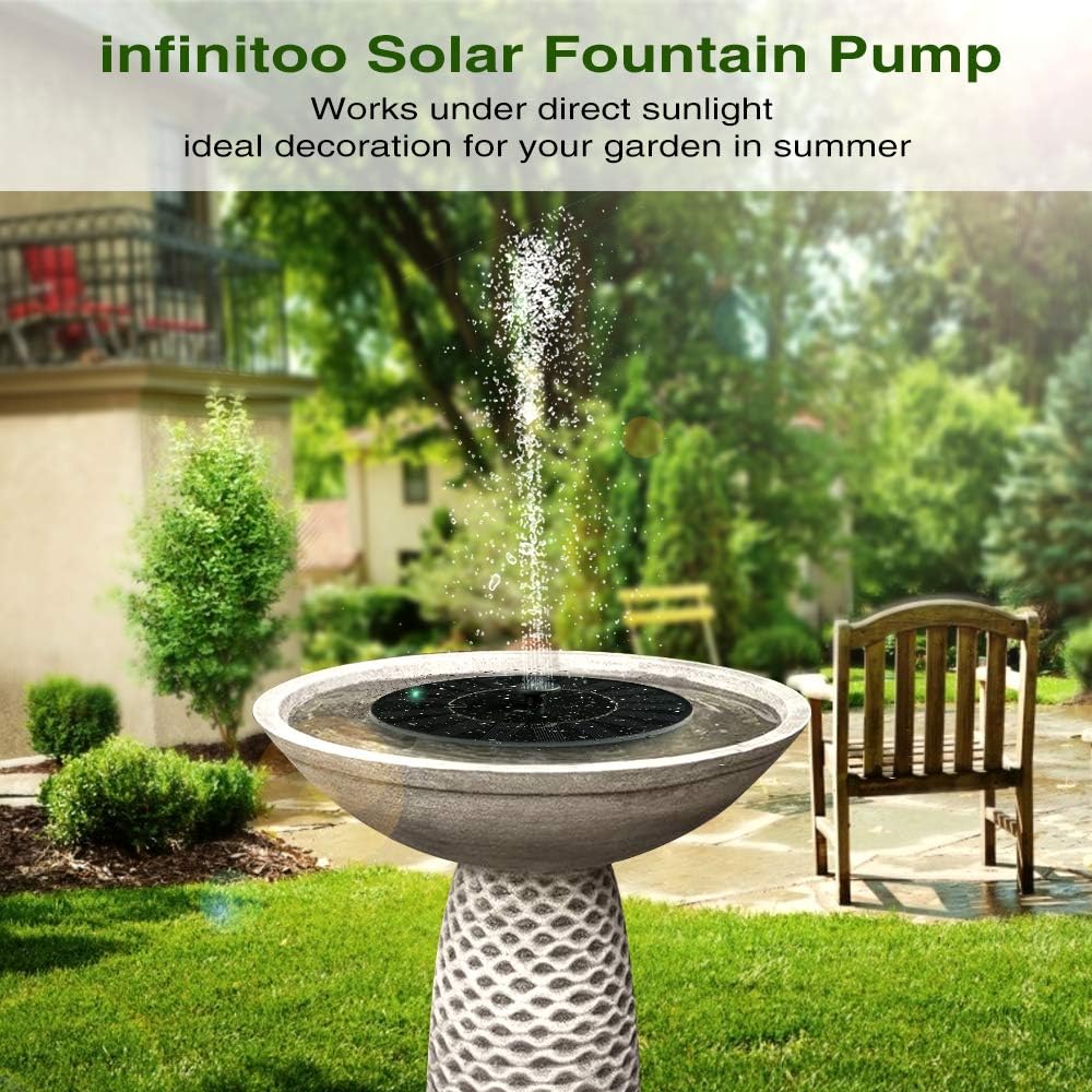 Fontaine Solaire Extérieur 1,4W, Fontaine à Eau Solaire pour Bain d'oiseau avec 4 Styles d'eau par 4 Buses, Flottante Autoportante - 2