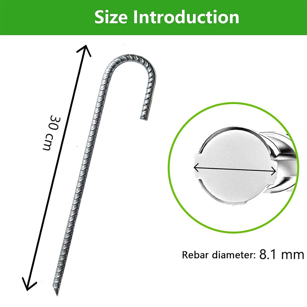 Lot De 10 Piquets D'ancrage En Aluminium Pour Terrasse/camping - Forme Arête De Poisson, Avec Mousqueton Et Ressort