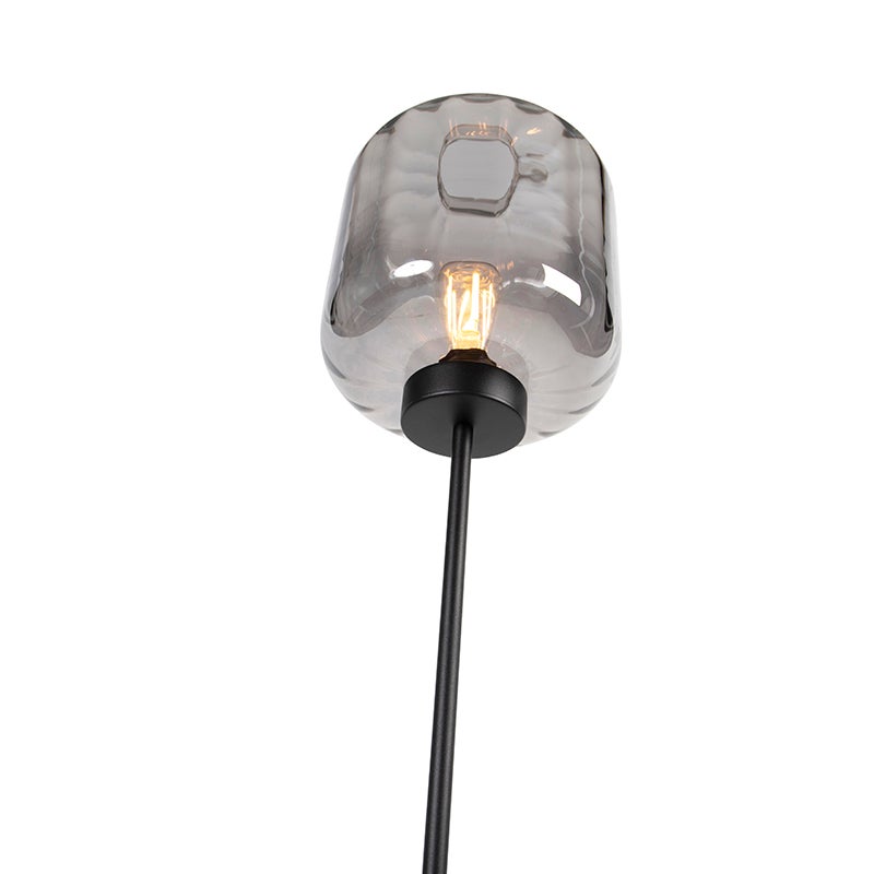 Qazqa design lampadaire - Qara - noir et fumé, max. 60w, e27, 161cm, idéal pour le salon - 7