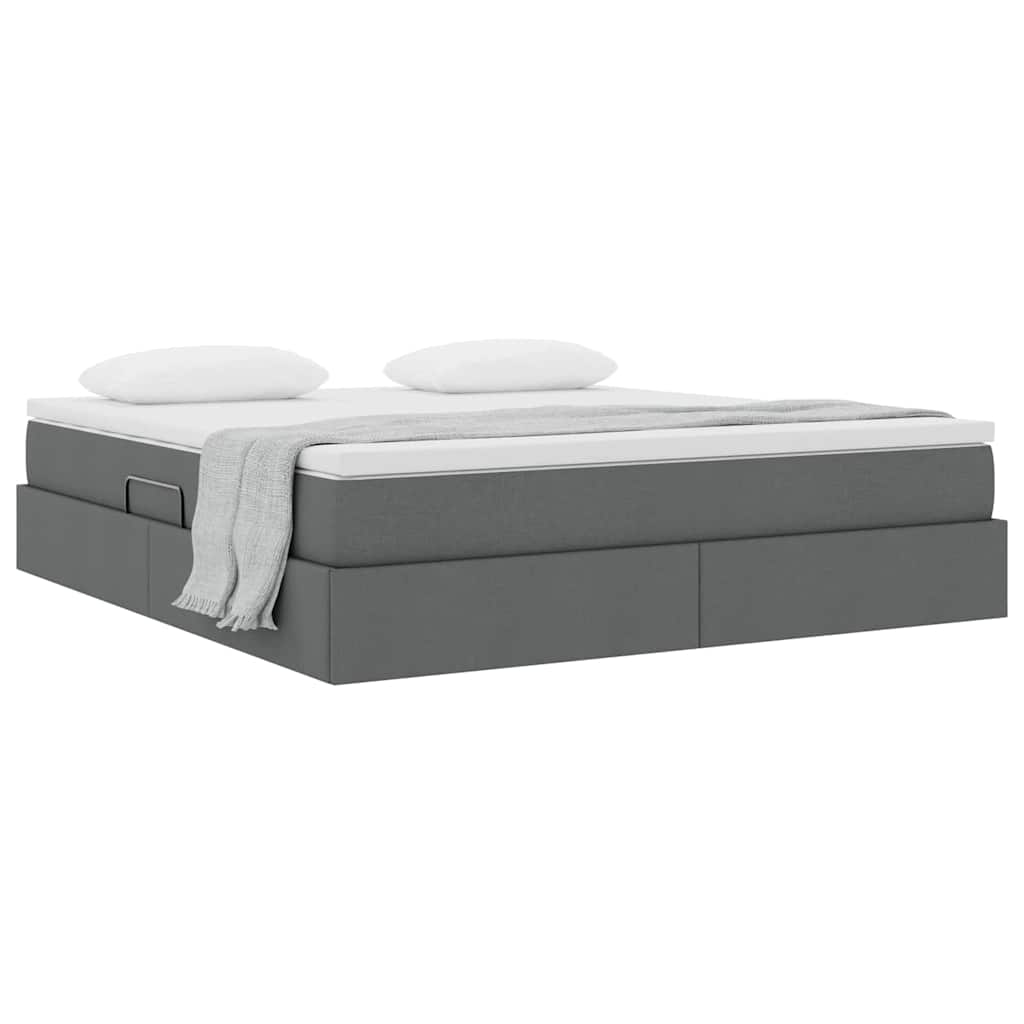 Lit avec rangement et matelas en polyester gris foncé, pour la chambre, 180 × 200 cm - 3
