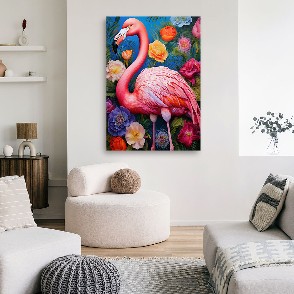 Obraz na płótnie, Flaming Zwierzęta Kwiaty 80x120