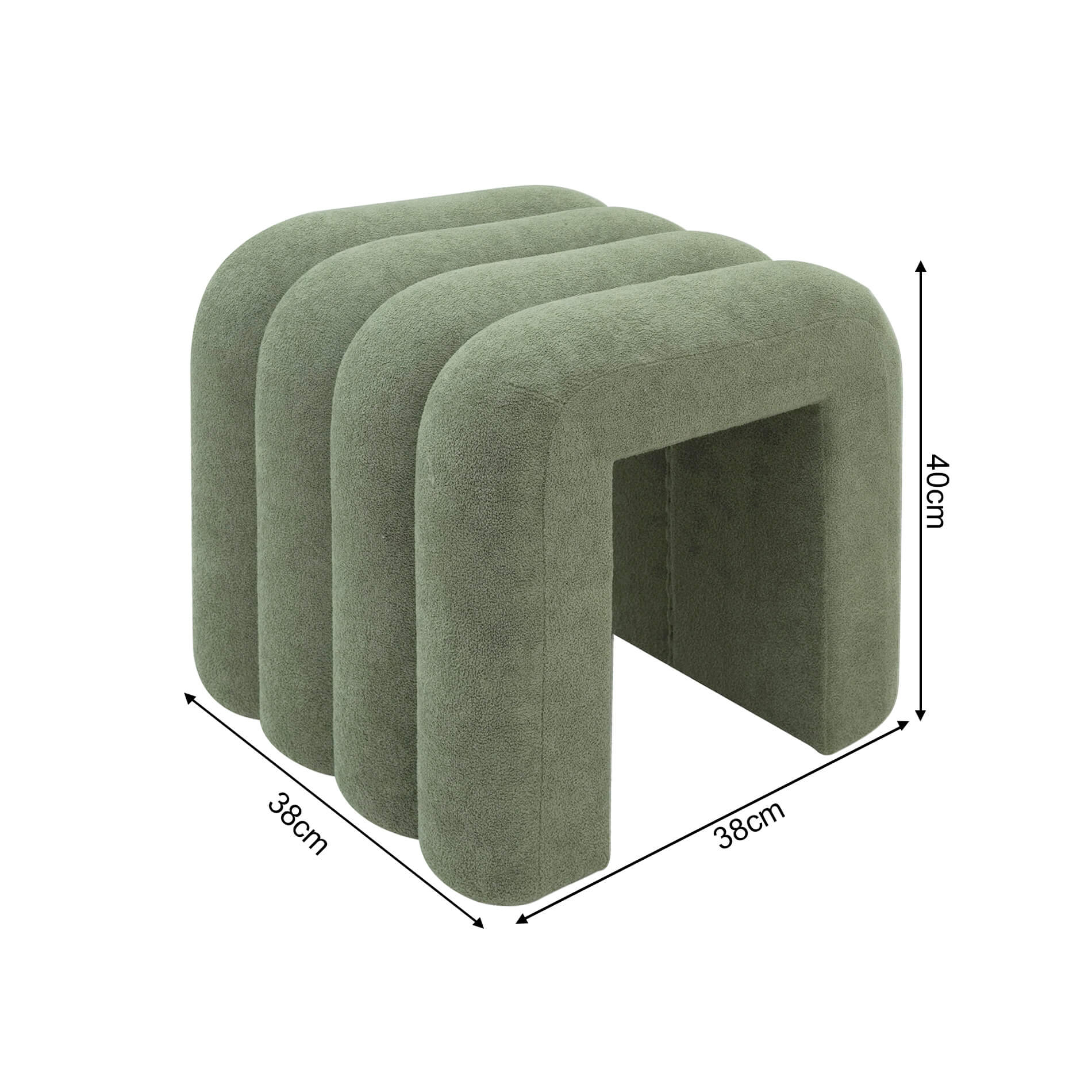 Rebecca Mobili Pouf Bamya 40x38x40 Tissu Polyester MDF Vert Foncé Moderne ENSEMBLE 2 pcs - 3