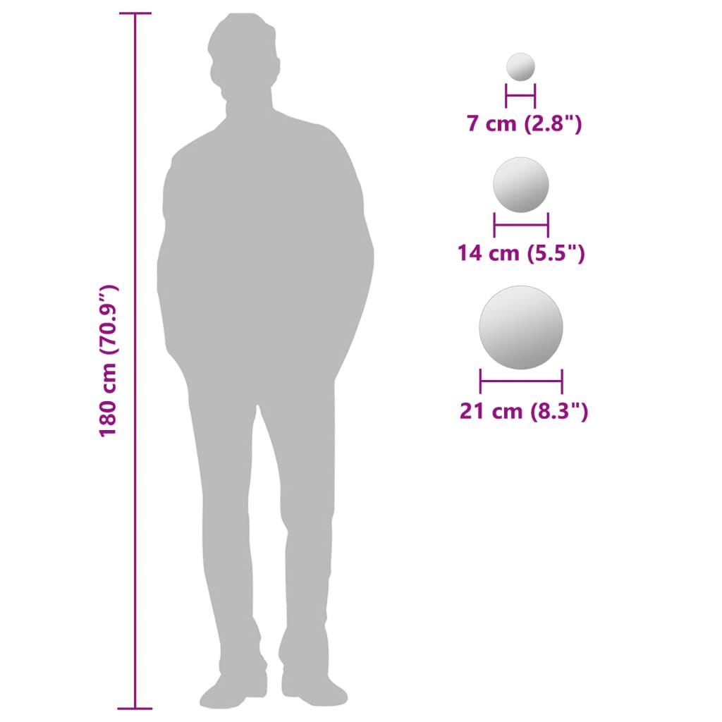 vidaXL Set di Specchi da Parete 7 pz in Vetro Circolare - 8