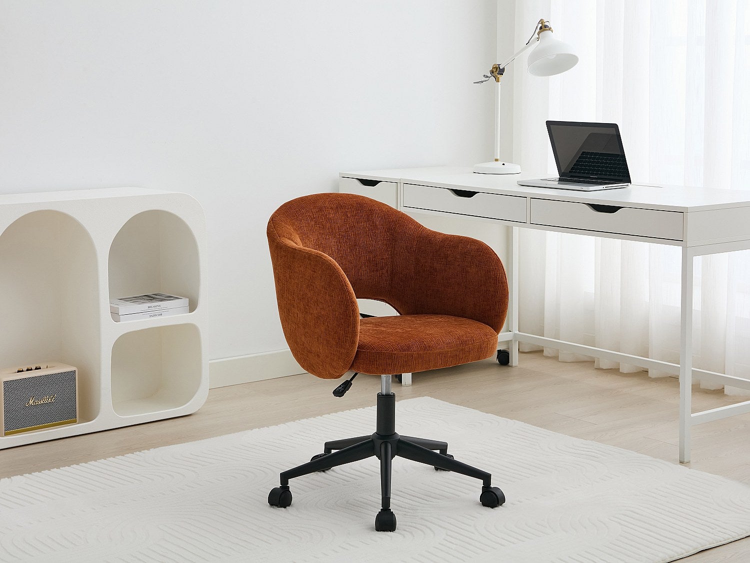 Sedia Da Scrivania Girevole FurnitureR | Senza Braccioli, Regolabile In Altezza | Colore Arancione
