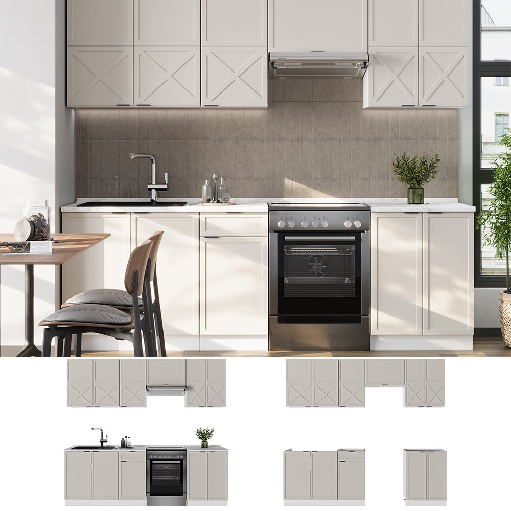 Vicco Cuisine Fame-Line, GrisBeige/Blanc, 240cm sans PT - 5