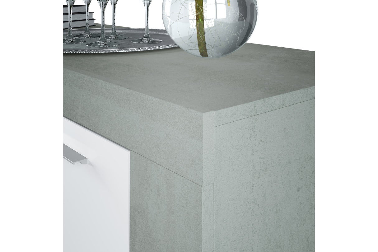 Buffet WENDY 3 portes L144cm - Blanc / Béton - 8