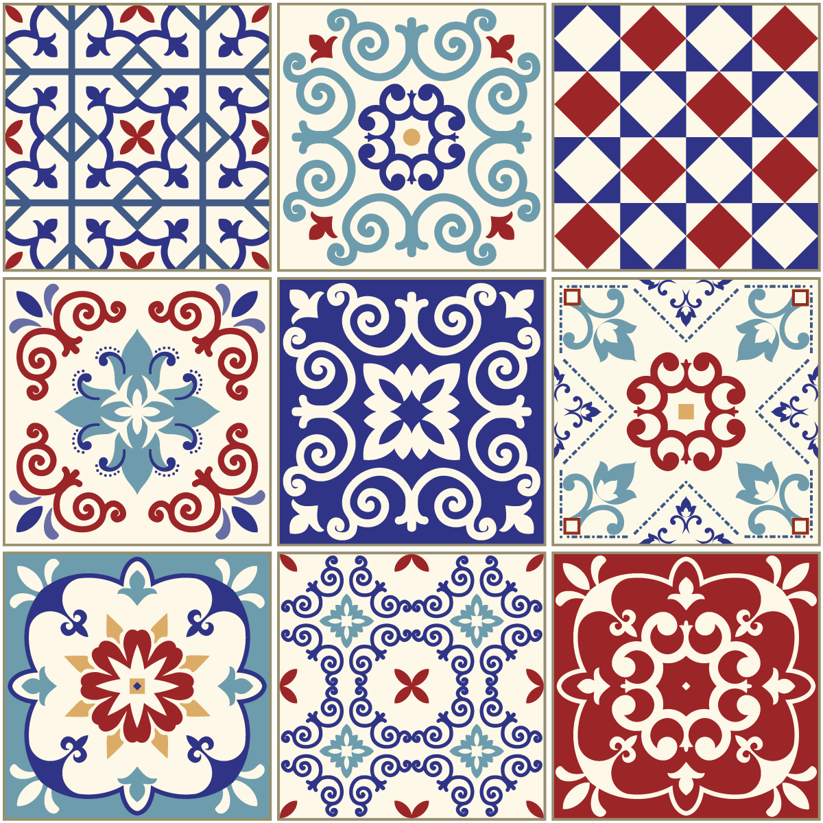 9 adesivi piastrelle di cemento azulejos giraono - Sticker adesivo - adesivi murali - 9stickers15x15cm - 2