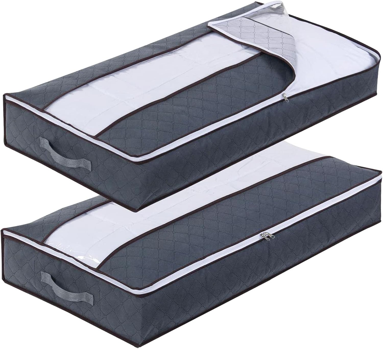 2-częściowy schowek pod łóżko, torba do przechowywania ubrań, składana torba do przechowywania, wzmocniony uchwyt z zamkiem błyskawicznym i przezroczy