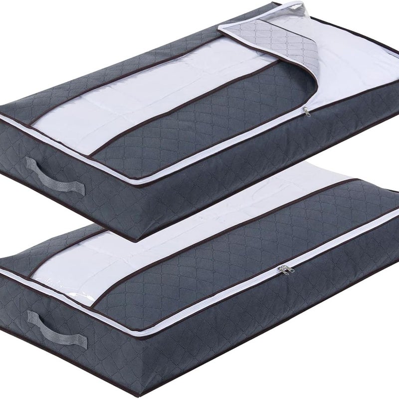 2-częściowy schowek pod łóżko, torba do przechowywania ubrań, składana torba do przechowywania, wzmocniony uchwyt z zamkiem błyskawicznym i przezroczy