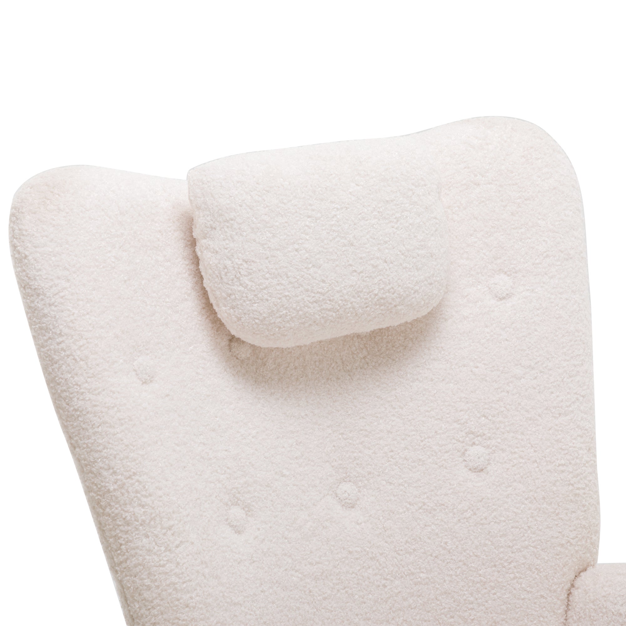 Fotel bujany z zagłówkiem i podnóżkiem - 65 x 82 x 94 cm - Tkanina pluszowa - Biały - 9