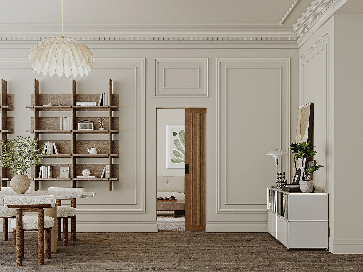 Porta scorrevole con sistema a incasso H205 x L83 cm in MDF e Legno Naturale scuro - SANDORA - 2