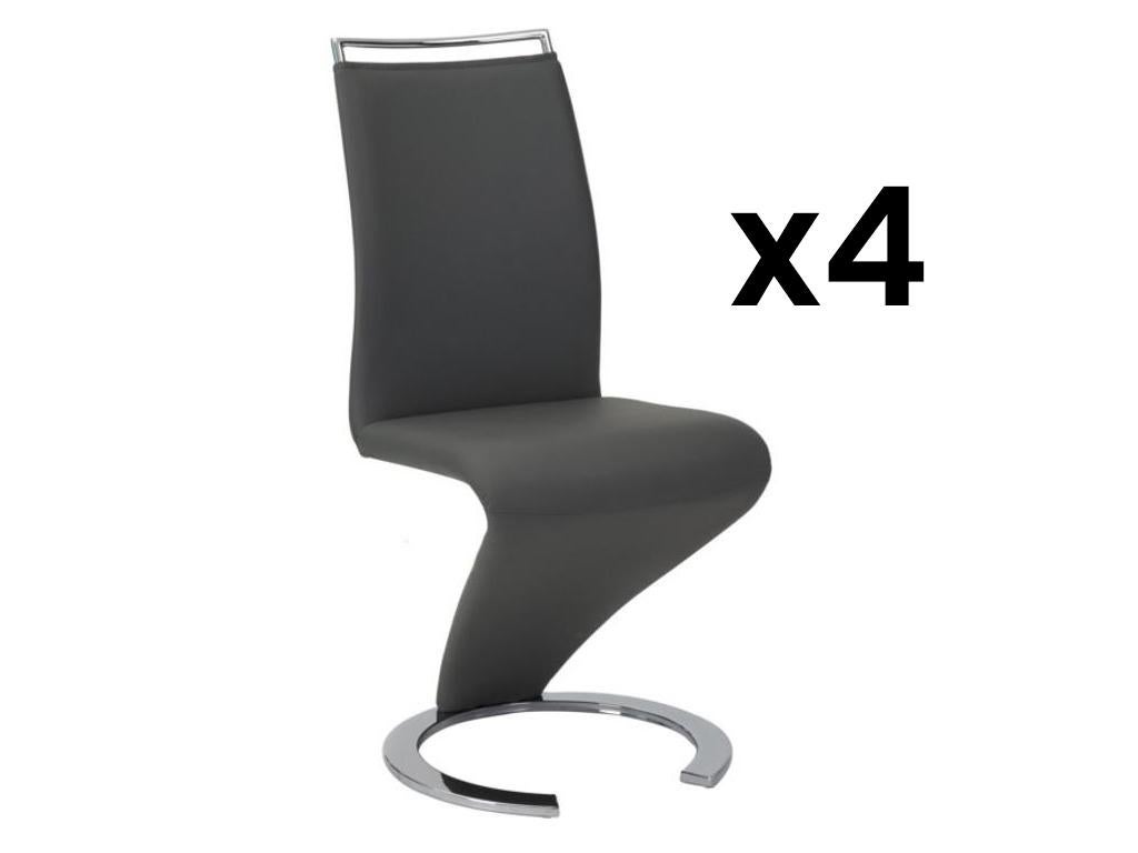 Komplet 4 krzeseł TWIZY - Materiał skóropodobny czarny