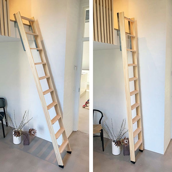 Echelle de meunier rabattable Naturel 10 marches - Hauteur de sol à sol 2,37m - EC-MEZZ-RAB-NA-10 - 3