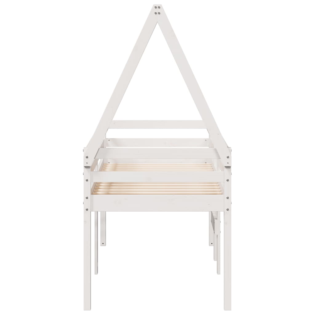 Lit haut avec toit blanc 90x190 cm bois de pin massif - 5