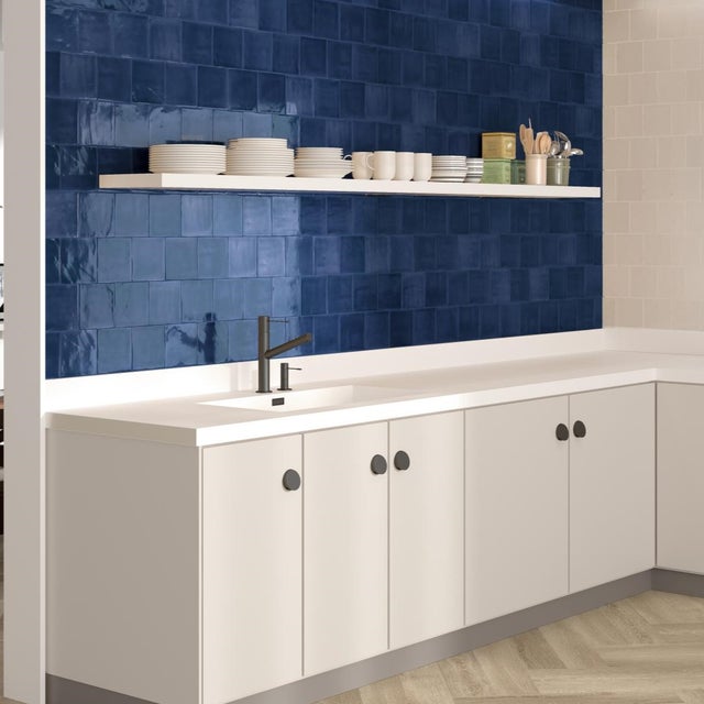 CARRELAGE MURAL TABARCA MARINO BRILLANT 15x15 CM EFFET ZELLIGE BLEU BRILLANT REVÊTEMENT CÉRAMIQUE PREMIUM