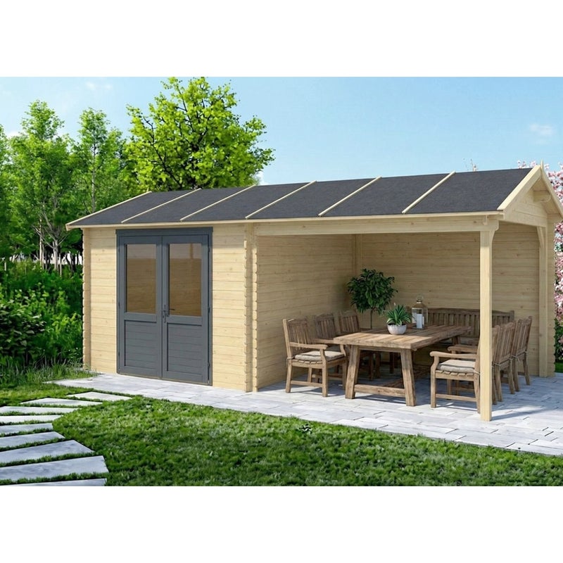 Domek ogrodowy 17,40 m2 - 5,79x3 m - 28 mm, drewniany, DOM639, 1szt.