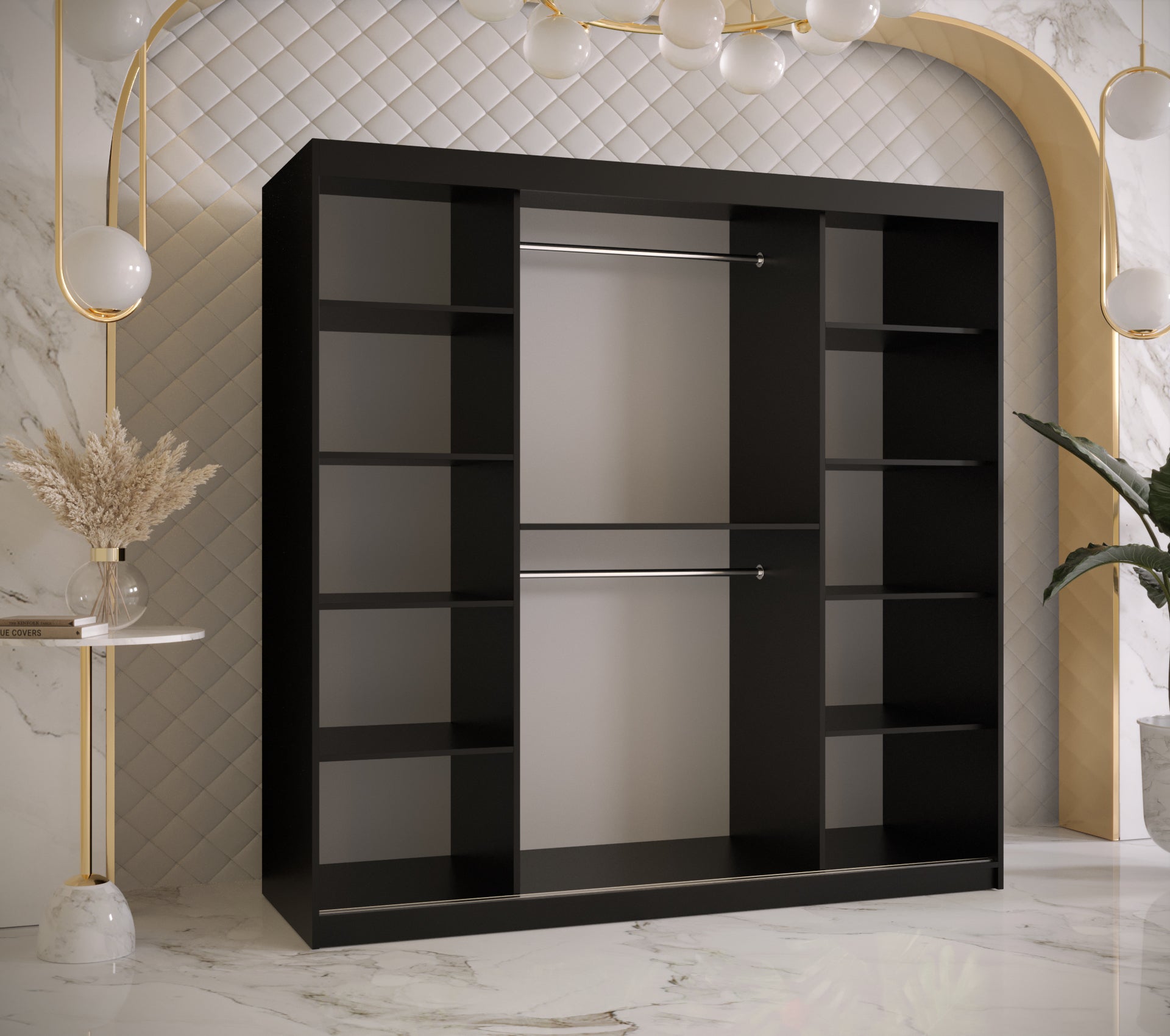 Szafa przesuwna garderoba RAMIRO 1 180 x 62 x 200 cm Czarny - Abiks Meble - 3