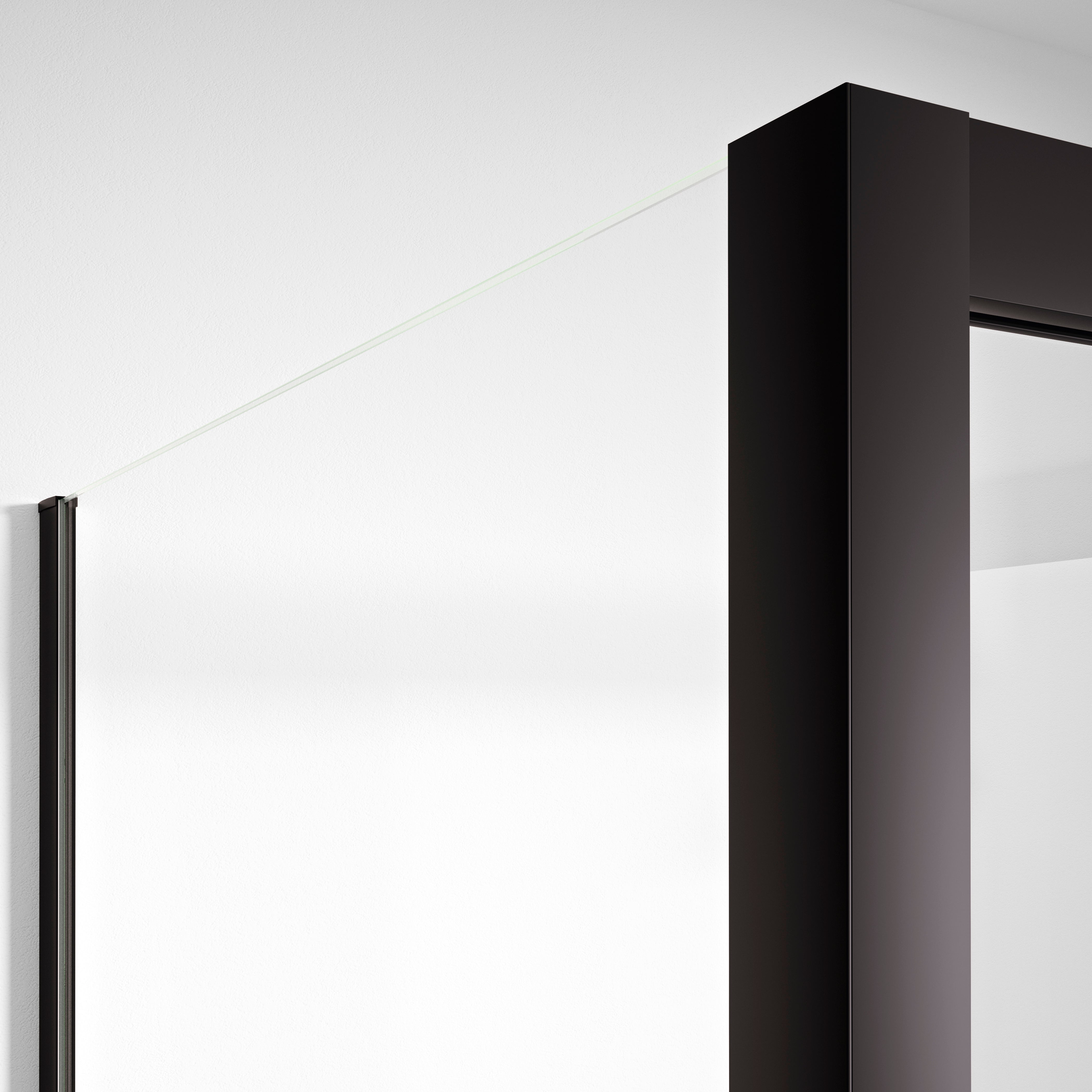 BELLOBATH - Cabina de duche angular 1 porta deslizante + 2 fixas - Vidro Antical - Negro - Largura Adaptável 105-110x87-90 - Porta Direita - 2