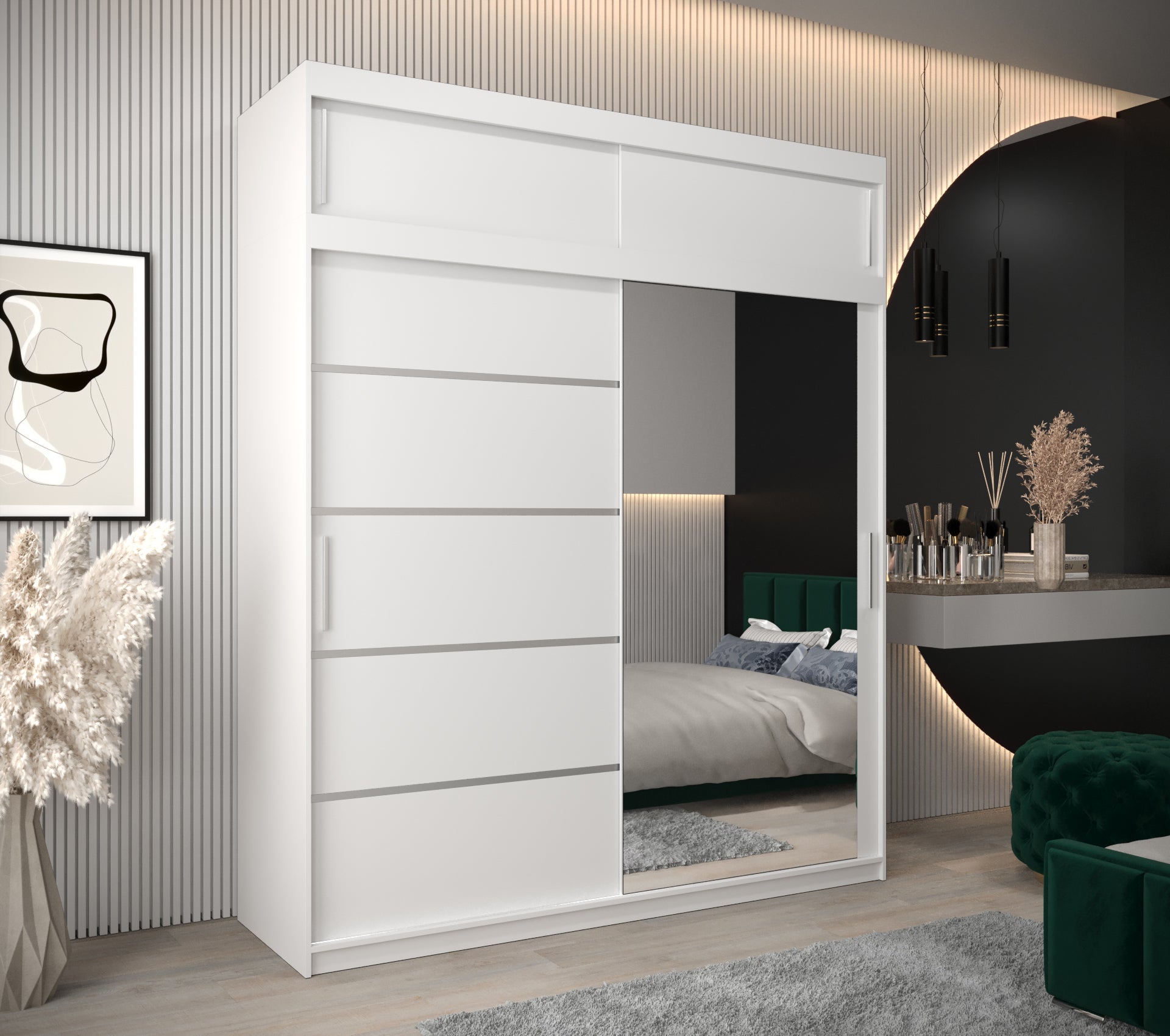 Szafa przesuwna z nadstawką garderoba Verona 2 200 x 62 x 240 cm Biały - Abiks Meble - 2