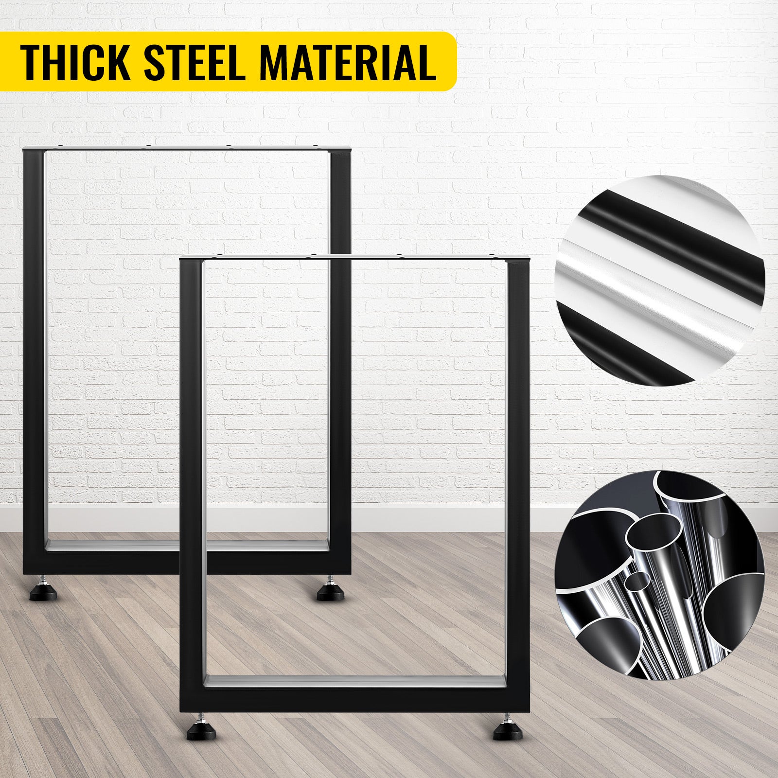 Pieds de Table en Métal VEVOR 2PCS Pied de Table Basse et Table à Manger Industriel de Charge Maximal 1000kg de Pieds en Forme Carrée pour Maison - 2
