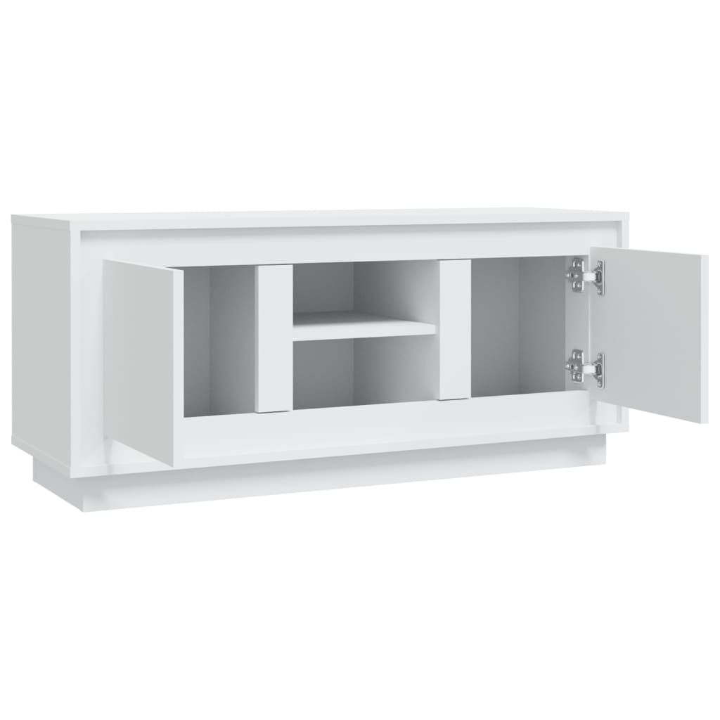 Meuble TV blanc 102x35x45 bois d'ingénierie - 7