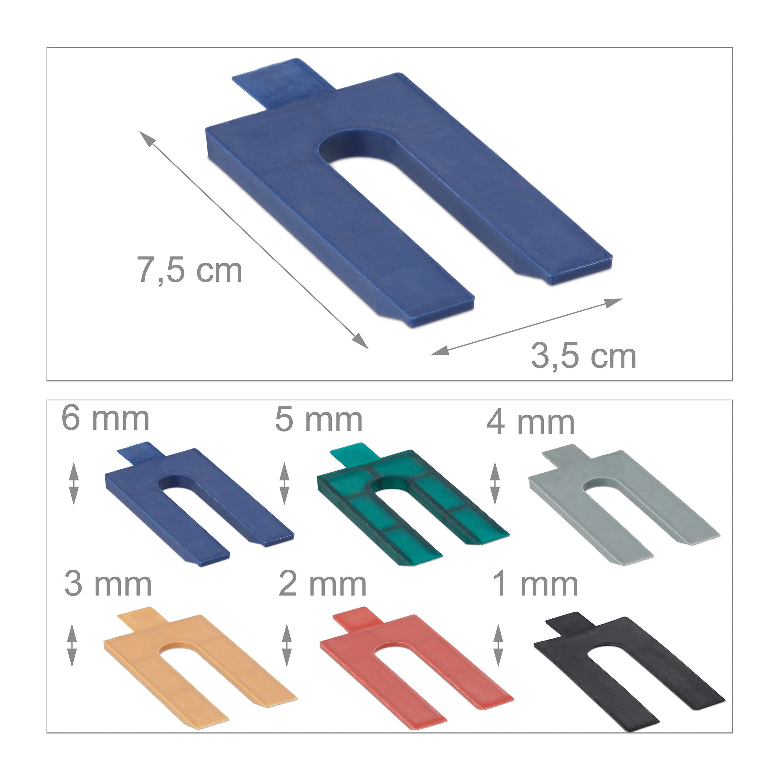 Distanziatori Plastica, 1-6 mm, Set 144 Accessori per Installazione Finestre e Porta, 6 Misure, Vari Colori, Relaxdays - 9