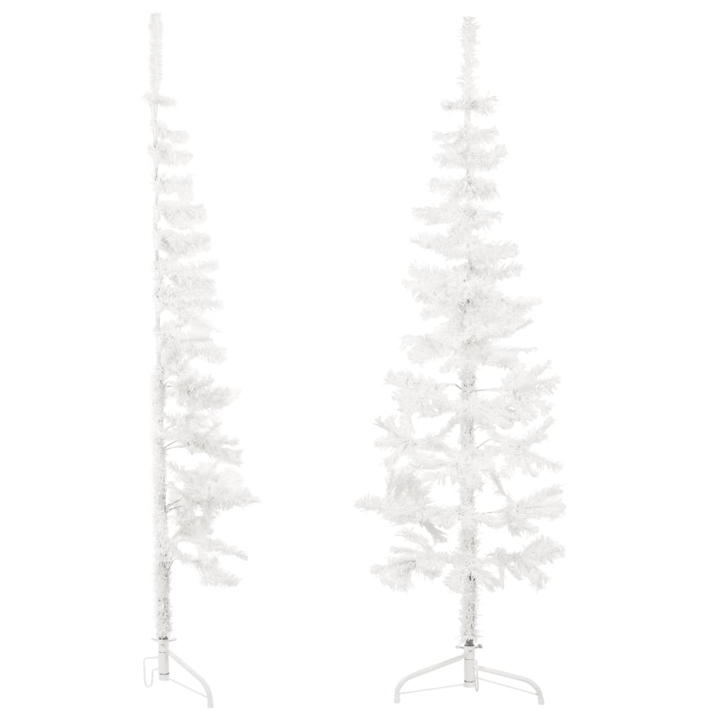 Maison Exclusive - Albero Natale Artificiale Sottile a Metà Supporto Bianco 150 cm - 4