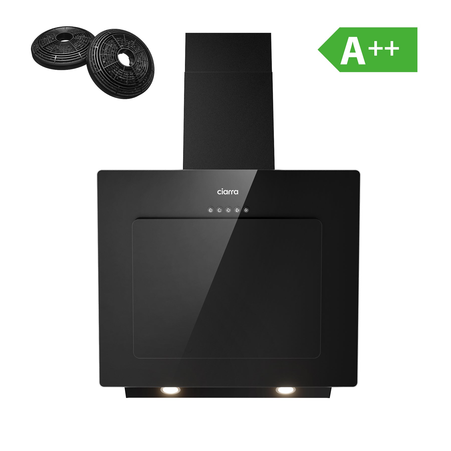 Campana extractora 60cm de vidrio 370m3/h clase a++ ciarra cd6737b