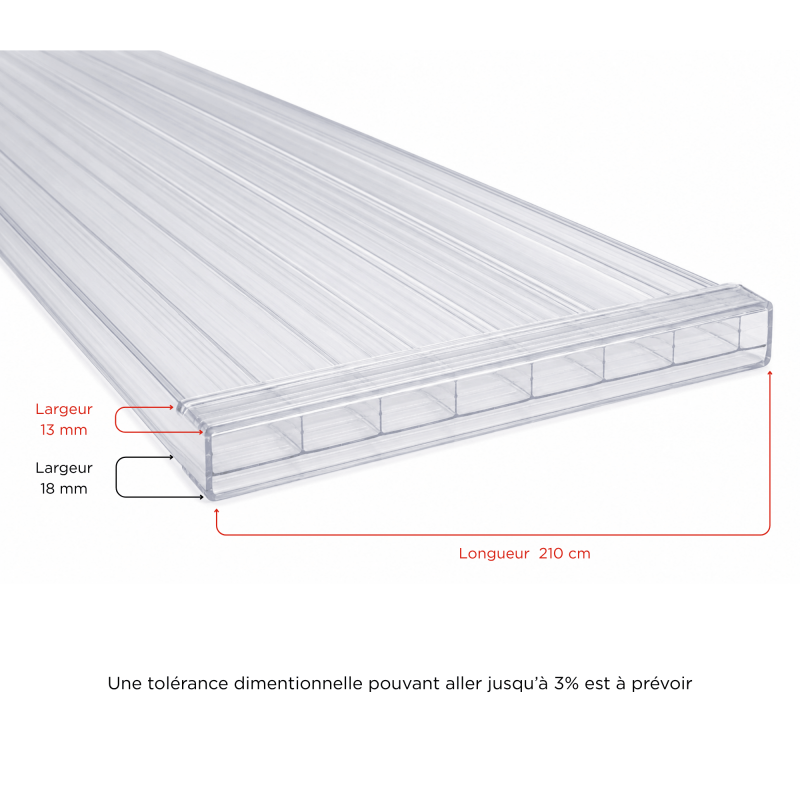 Profil polycarbonate de bordure et obturation - Coloris - Transparent, Epaisseur - 6 mm, Longueur - 210 cm - 3