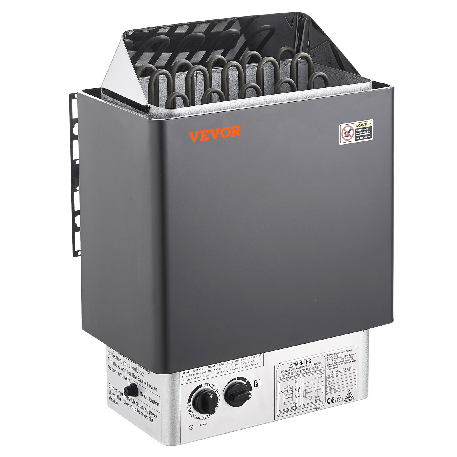 Poêle sauna VEVOR, inox, 8 kW 400 V 3N, minuterie 3 h, 110 °C, pour 8–12 m³, usage spa/hôtel, pierres non incluses - 9