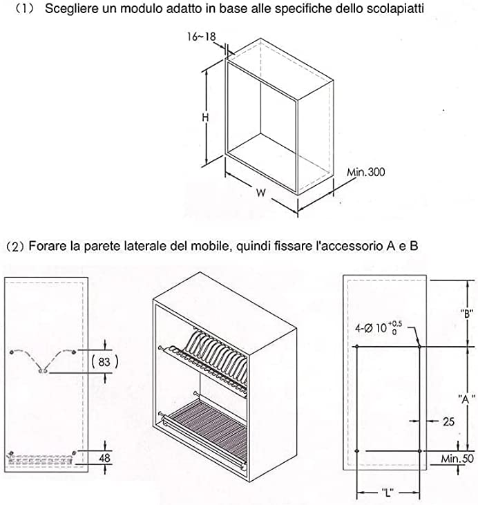 Para módulo de 90CM Escorredor de louça em aço inox embutido com molas reguláveis Para armário suspenso Kit com colector de pingos e grelha de vidro - 5