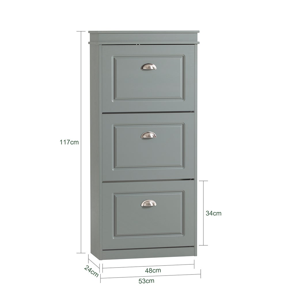 SoBuy Meuble de Rangement à Chaussures Commode à Chaussures 3 abattants 53x24x117 cm, FSR94-HG - 3