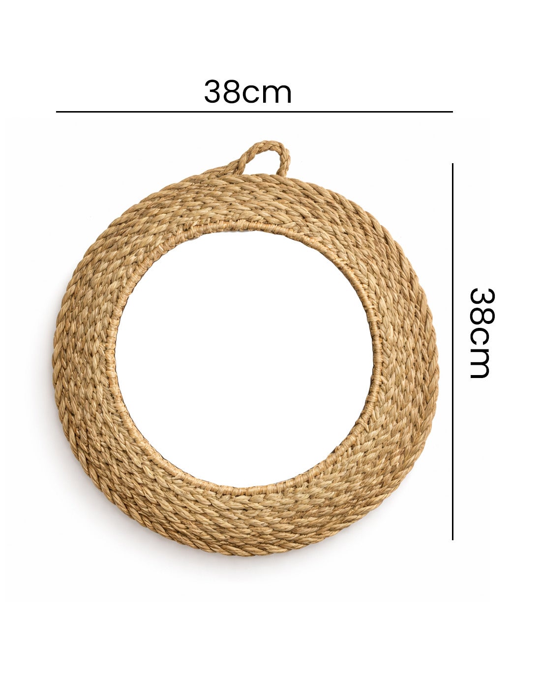 Espelho Decorativo de Parede Esparto com Fibras Naturais – Espelho Redondo Vintage | Pequeno (sem franjas) - 4