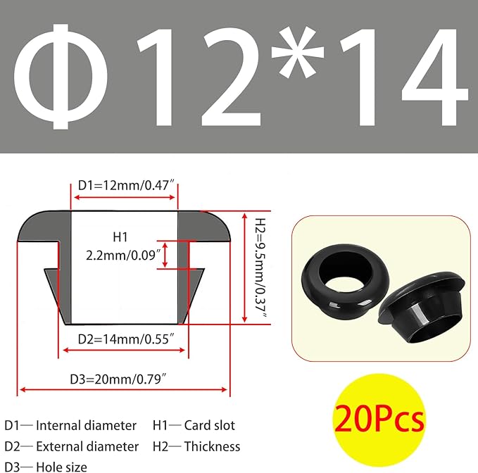Lot De 50 œillets Caoutchouc Noirs – Diamètre Intérieur 10 Mm, Pour Câbles électriques