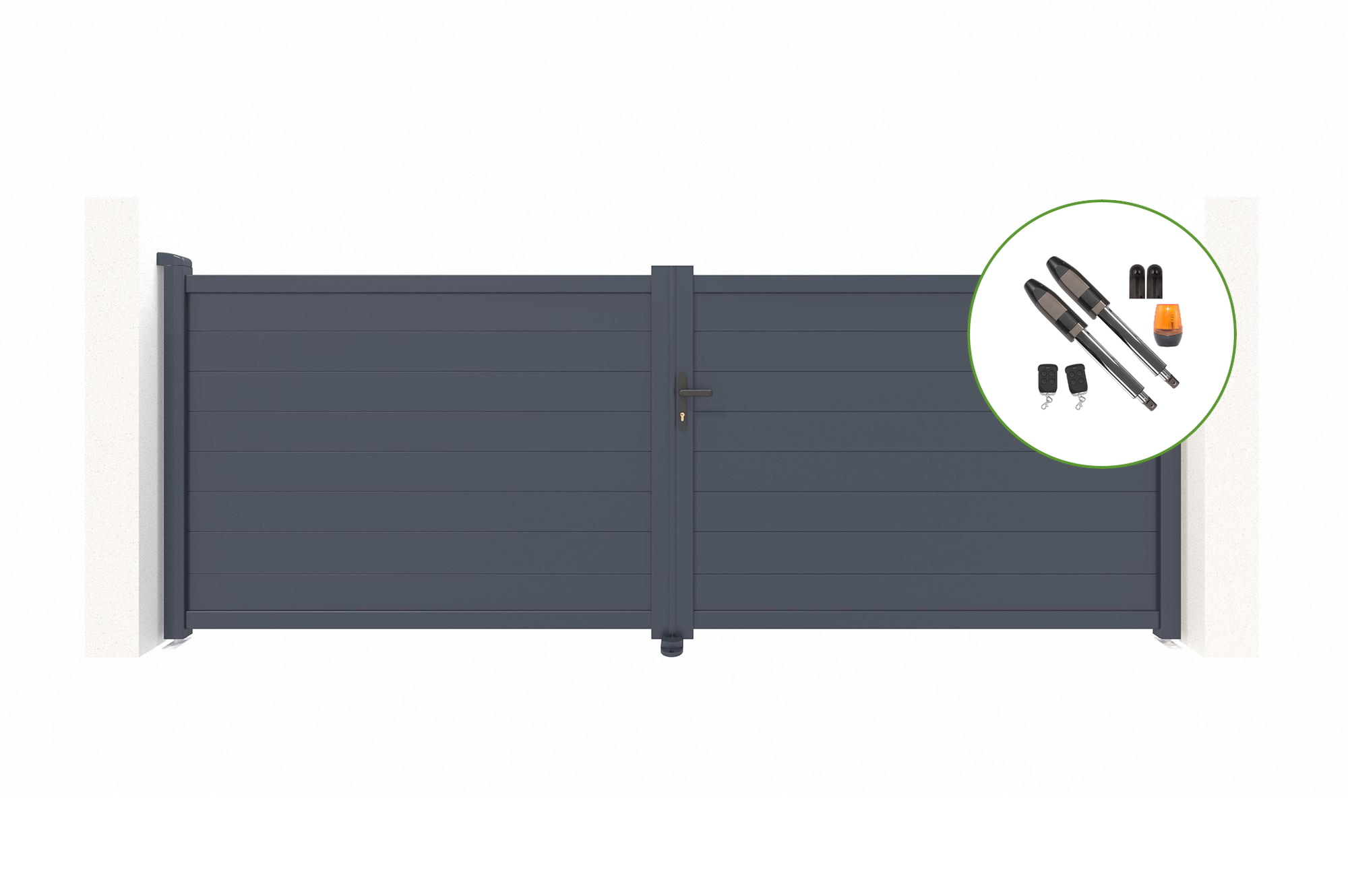 Brama skrzydłowa elektryczna 4m EIGER 400B140 szara + napęd TANKER B700