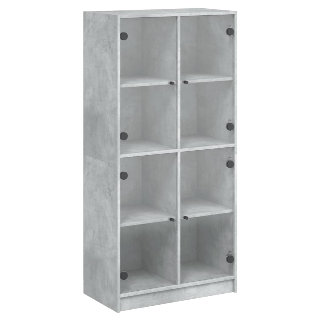 Buffet Haut,Meuble De Rangement,Bahut Avec Portes Gris Béton 68x37x109 Cm Bois Ingénierie