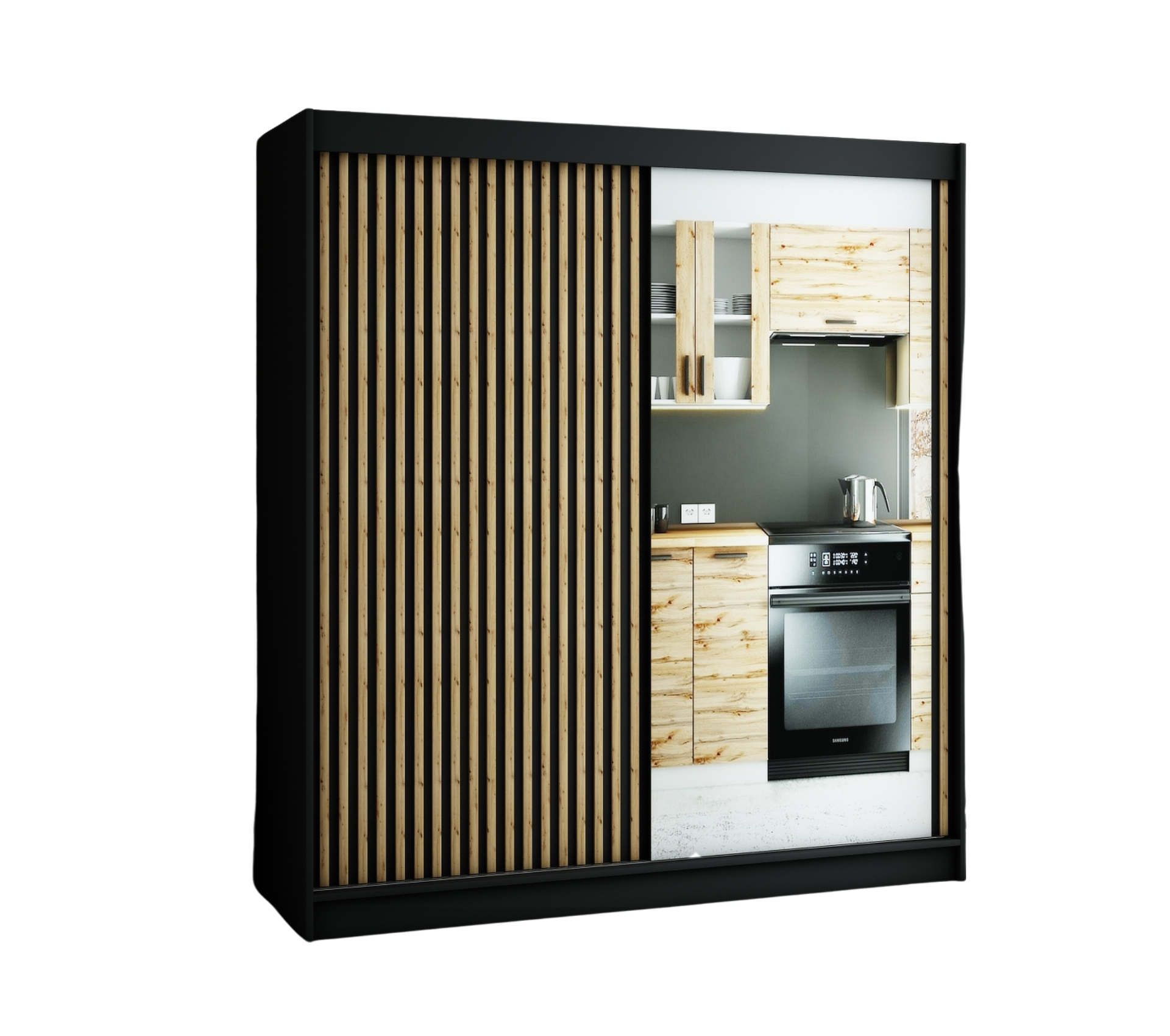 Szafa przesuwna garderoba LAMELO 2 200 x 62 x 200 cm Czarny - Abiks Meble