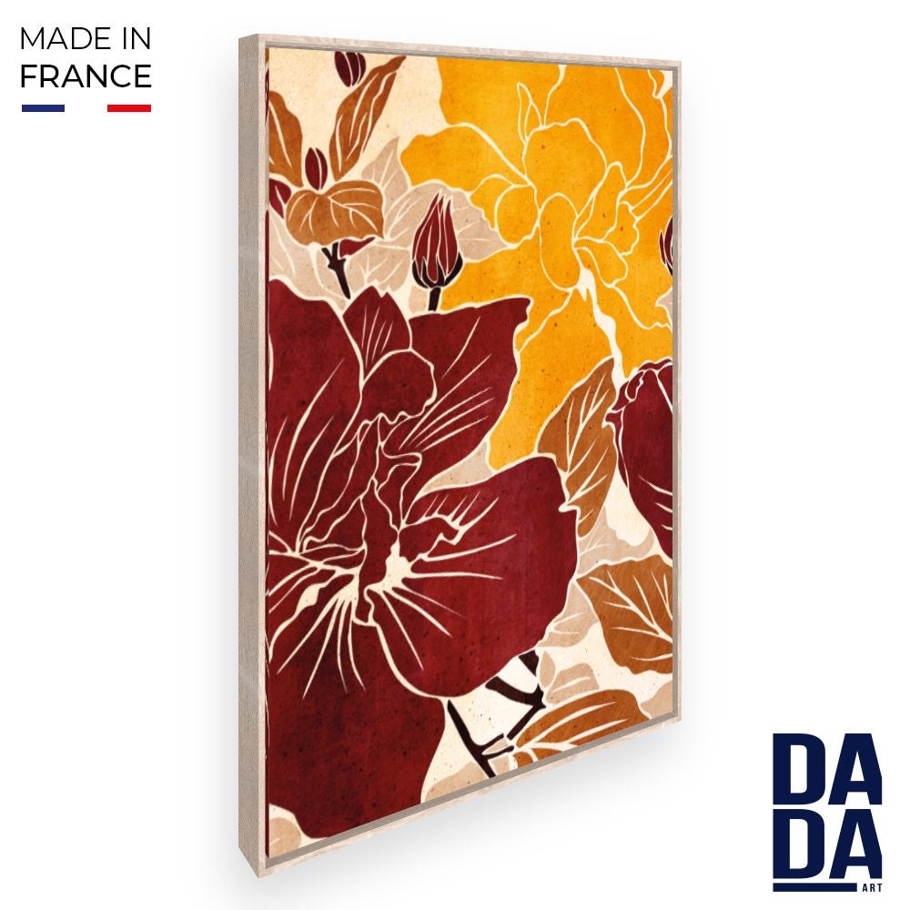 Toile encadrée Paysage tropical doux / 100x140cm / Cadre Noir / Fabriqué en France / Déco murale