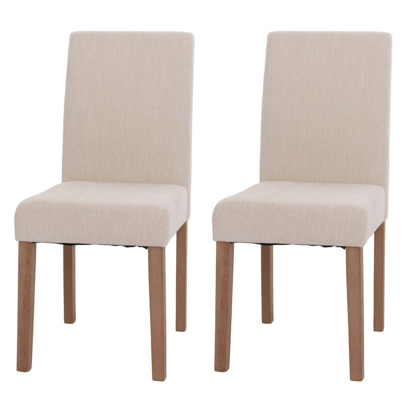 Zestaw 2 krzeseł do jadalni Littau, krzesło kuchenne z wysokim oparciem, tkanina/tkanina szenilowa drewno ~ kremowy, nogi w kolorze naturalnym