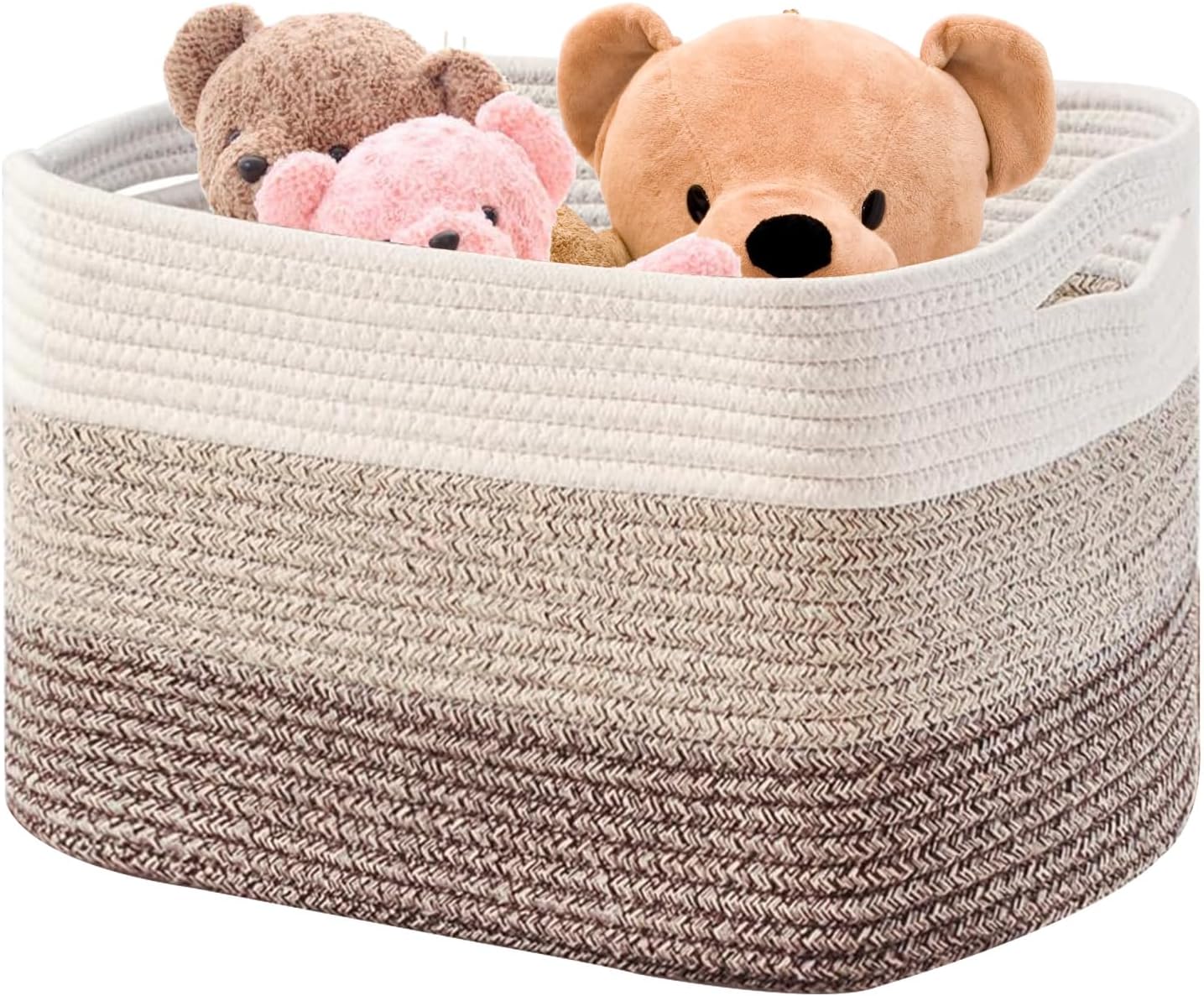 Cesta grande para guardar mantas, cesta rectangular tejida de 53x43x30 cm, cesta para mantas de bebé o para el salón, almacenamiento de juguetes con a