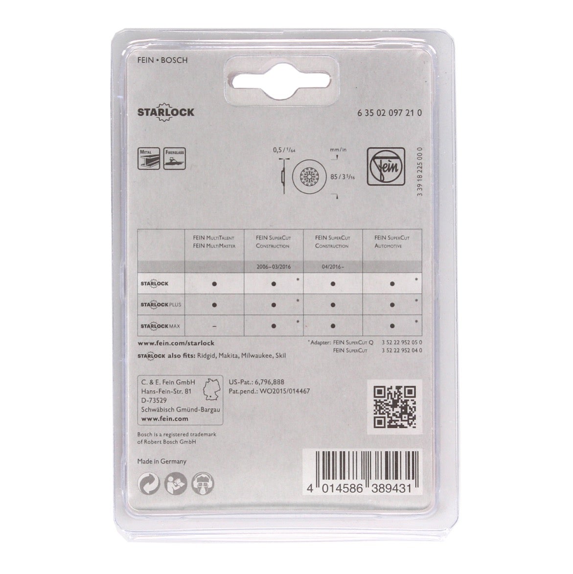 Fein - Lame de scie circulaire HSS Starlock Ø85mm - 63502097210 - 3