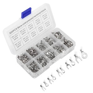 Kit Da 320 Pezzi Terminali Ad Anello E Forcella Non Isolati In Rame - Connettori Elettrici